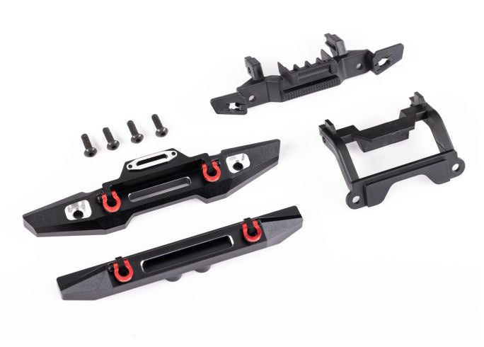 Traxxas 9734X Bumper, Front (1), Rear (1), 6061-T6 aluminum (black-anodized) (assembled with D-rings)/ Bumper Mounts (Front & Rear)/ 2.5x8mm BCS (with threadlock) (4) (fits TRX-4M™ Land Rover Defender)