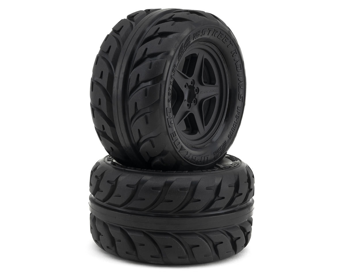 UpGrade RC Low-Pro BELTED Street Radials 2.8" Pre-Mounted On-Road Tires w/5-Star Wheels (2) (17mm/14mm/12mm Hex)