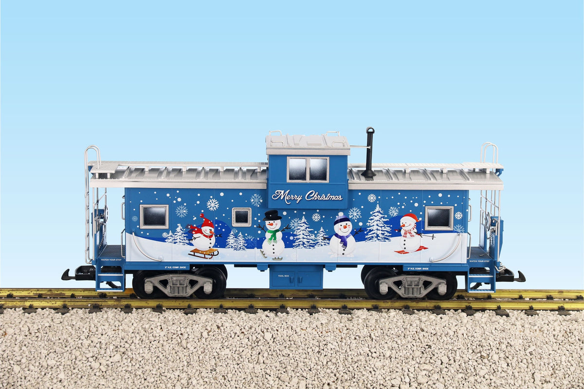 USA Trains G-Scale Extended Vision Caboose - Christmas Snowman Blue