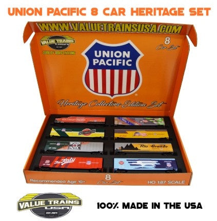 Value Trains N Union Pacific Heritage ACF Boxcar Set (8)