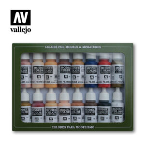 Vallejo 17ml Bottle Face & Skin Tones Model Color Paint Set (16 Colors) - 70125