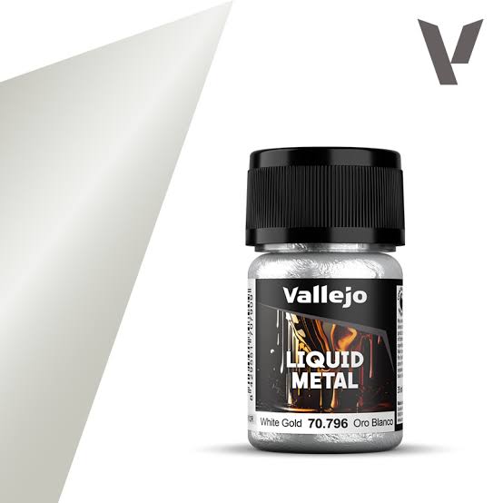 Vallejo 35ml Bottle Metallic Liquid White Gold Model Color - 70796