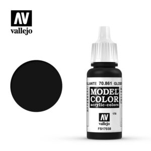 Vallejo 17ml Bottle Glossy Black Model Color - 70861