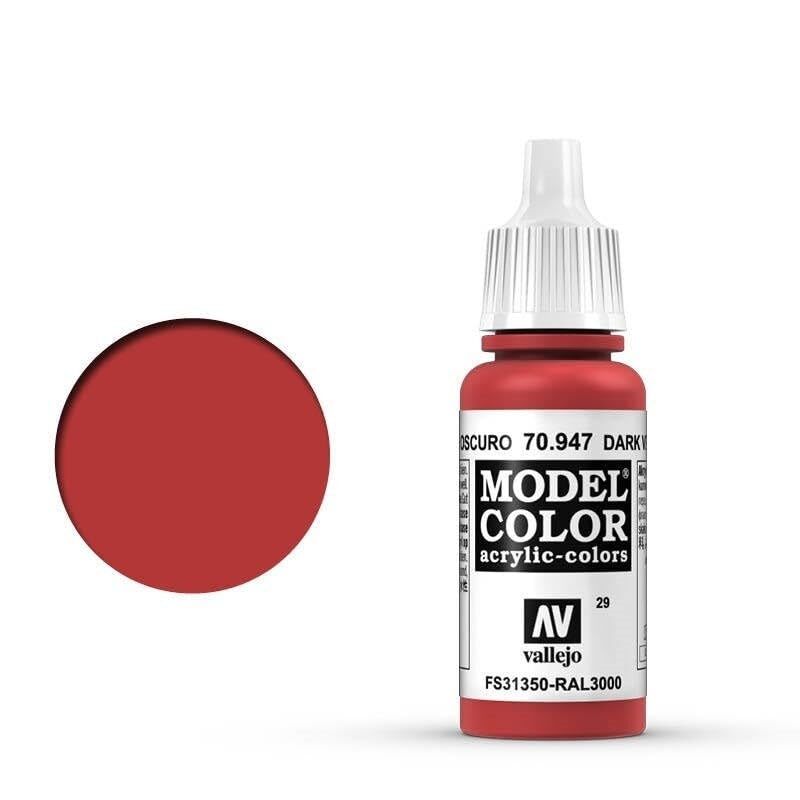 Vallejo 17ml Bottle Dark Vermillion Model Color - 70947