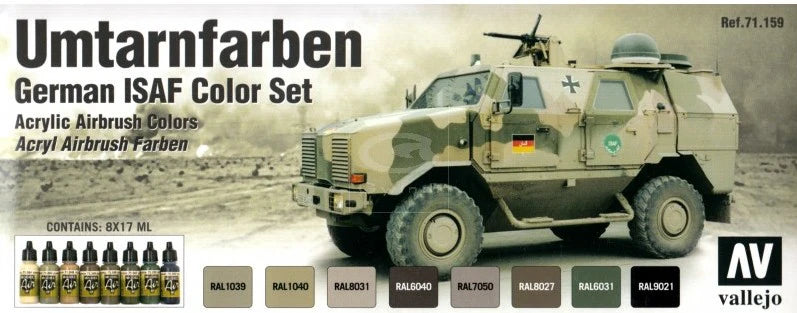 Vallejo 17ml Bottle German ISAF Model Air Paint Set (8 Colors) - 71159