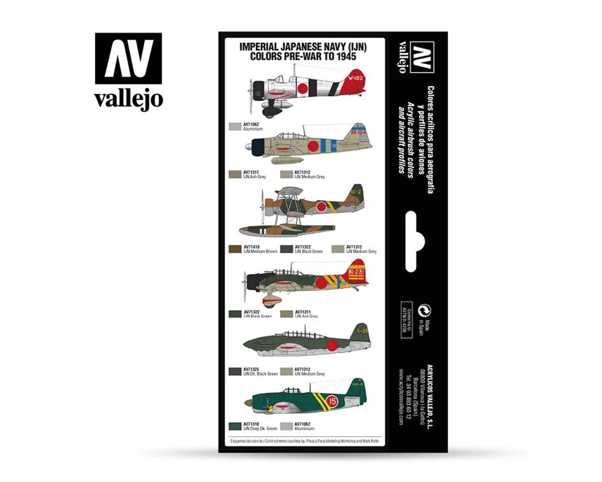 Vallejo 17ml Bottle IJN Pre-War to 1945 Model Air War Paint Set (8 Colors) - 71169