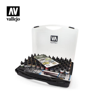 Vallejo Model Air Paint Set in Plastic Storage Case (72 Colors & Brushes) - 71170