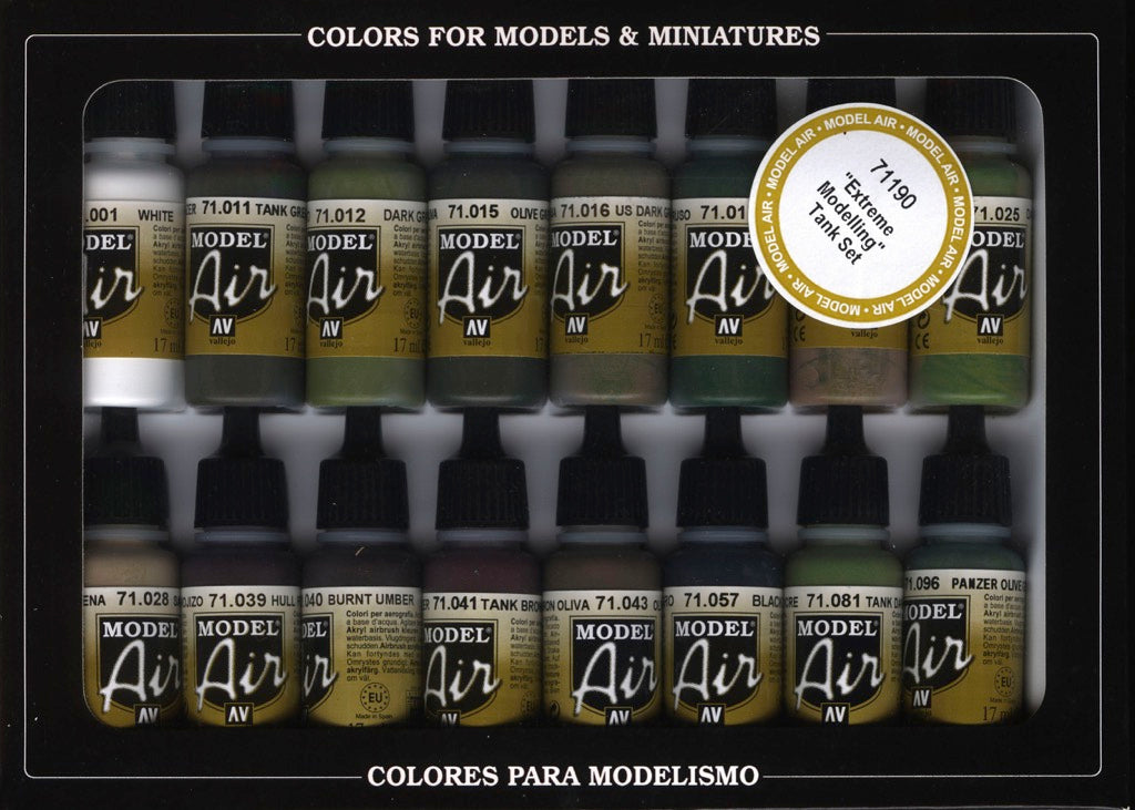 Vallejo 17ml Bottle German/Allied WWII Model Air Paint Set (16 Colors) - 71190