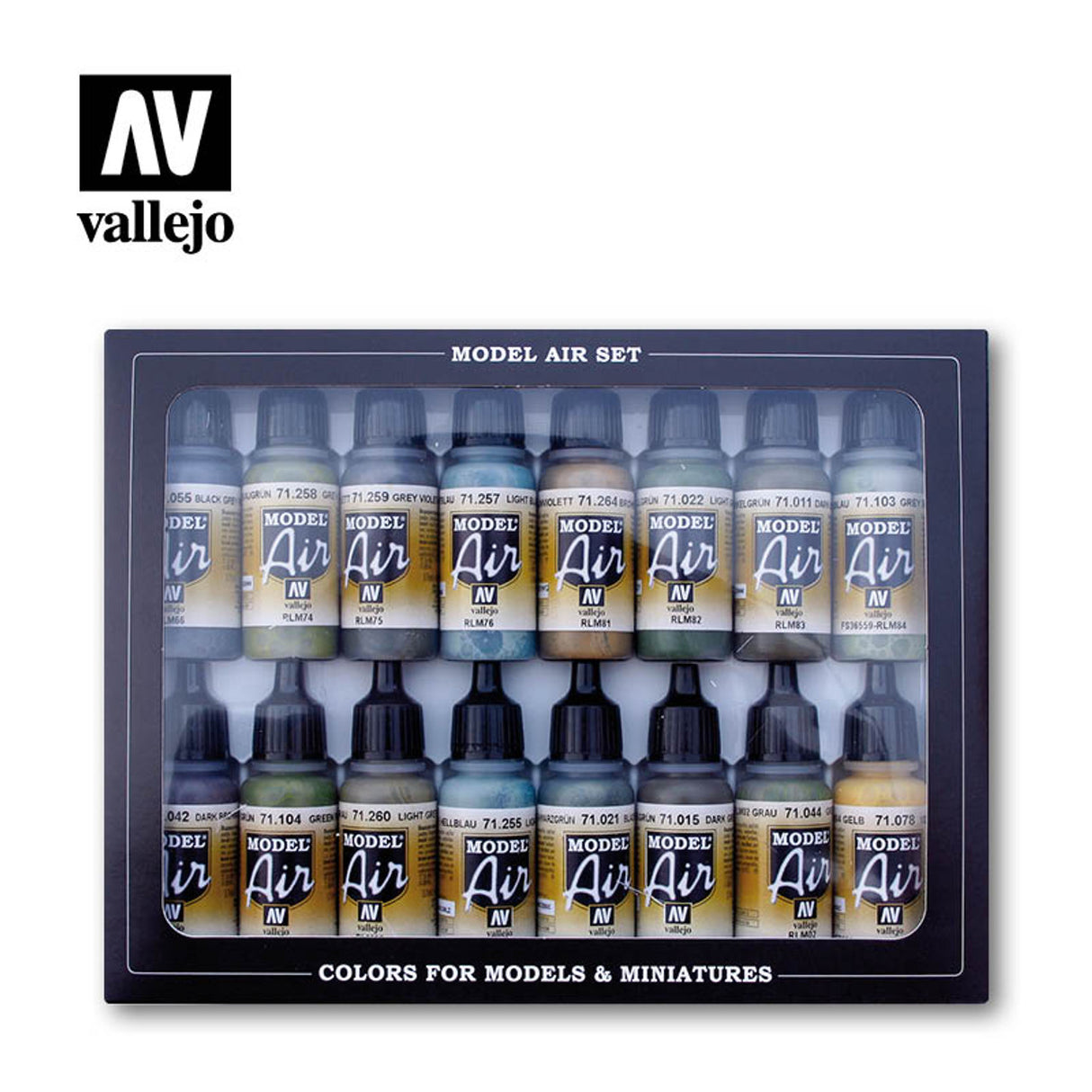 Vallejo 17ml Bottle RLM Model Air Paint Set (16 Colors) - 71193