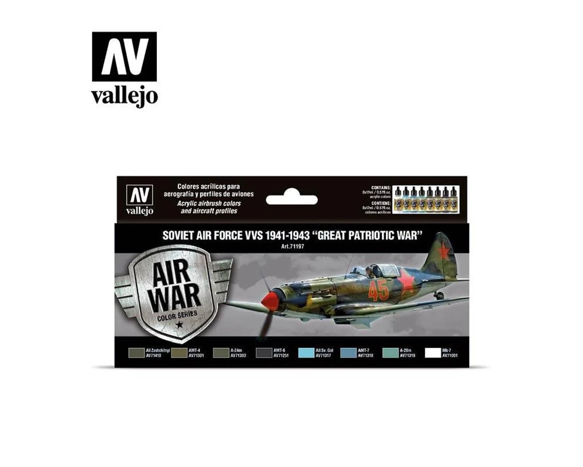 Vallejo 17ml Bottle Soviet Air Force VVS 1941 to 1943 Great Patriotic War Model Air Paint Set (8 Colors) - 71197