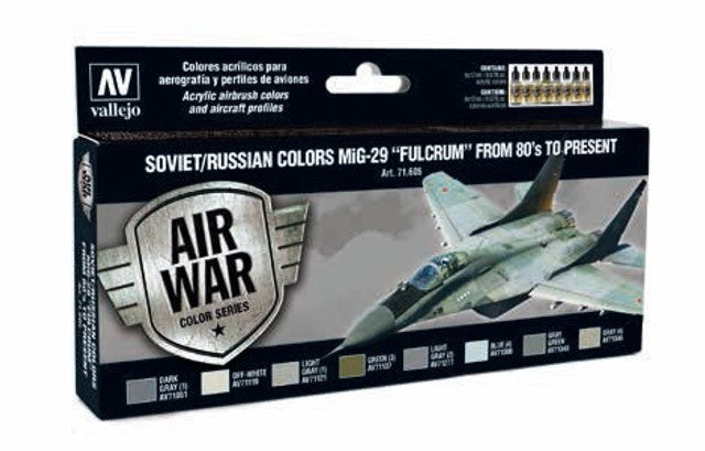 Vallejo 17ml Bottle Soviet/Russian Colors MiG29 Fulcrum from 80's to Present Model Air Paint Set (8 Colors) - 71605