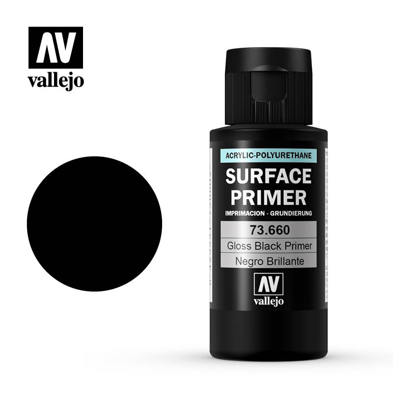 Vallejo 60ml Bottle Gloss Black Primer - 73660