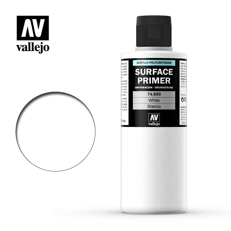 Vallejo 200ml Bottle White Primer - 74600
