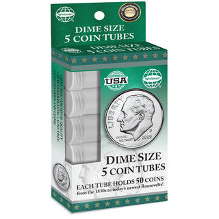 Whitman Coin Dime Coin Tubes, Boxed (5) - WHC2891