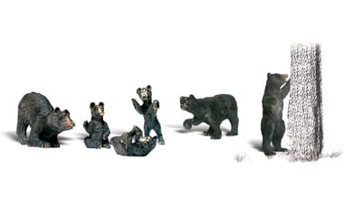 Woodland Scenics O Scale Scenic Accents(R) Animal Figures -- Black Bears pkg(6) - WOOA2737