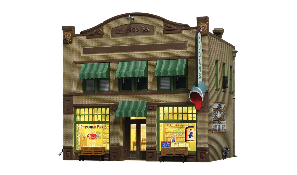Woodland Scenics N Scale: Dugan's Paint Store - Built & Ready Landmark Structures(R) -- Assmebled - 2-1/2 x 2 x 2 1/2" 6.35 x 5.08 x 6.35 cm - WOOBR4943