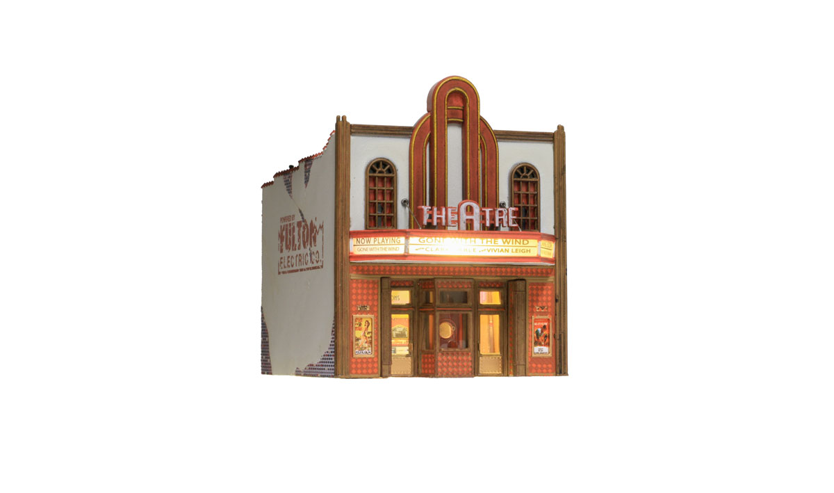 Woodland Scenics N Scale: Theatre w/Lights - Built & Ready Landmark Structures(R) -- Assembled - 2-1/4 x 2-3/4 x 2-13/16" 5.7 x 7 x 7.1cm - WOOBR4944