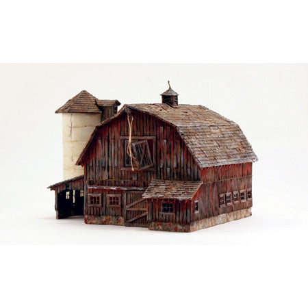 Woodland Scenics HO Scale: Old Weathered Barn - Built-&-Ready Landmark Structures(R) -- Assembled - 7-13/16 x 5-11/16" 19.8 x 14.4cm - WOOBR5038