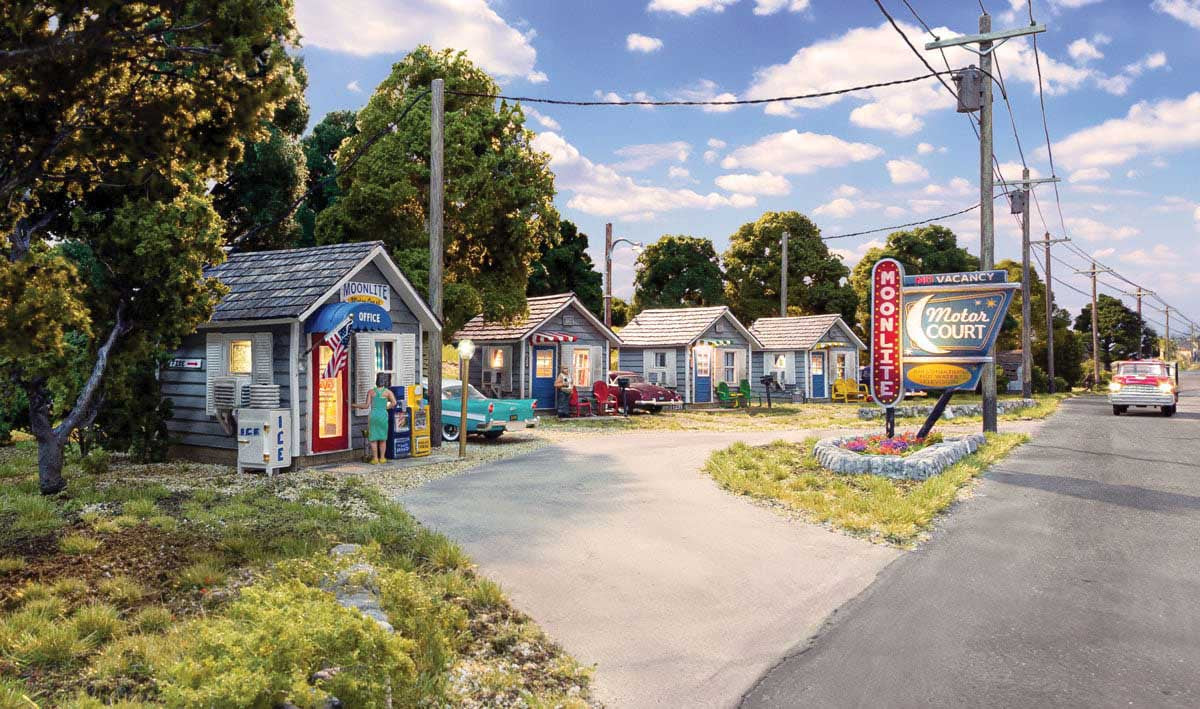 Woodland Scenics HO Moonlite Motor Court - Built-&-Ready(R) Landmark Structure(R) -- Includes Office and 3 Rooms
