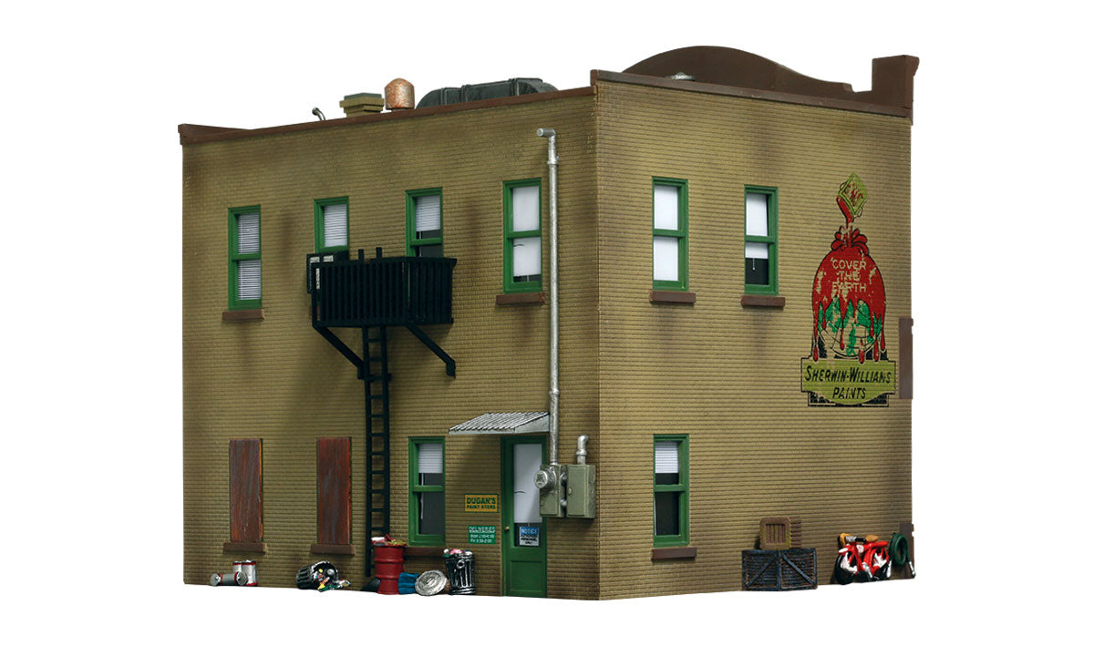 Woodland Scenics O Scale: Dugan's Paint Store - Built & Ready Landmark Structures(R) -- Assembled - WOOBR5853