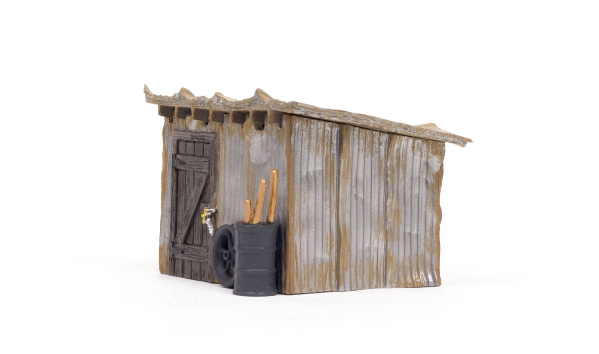 Woodland Scenics O Scale Tin Shack - Built-&-Ready(R) Landmark Structures(R) -- Assembled - 2-5/8 x 2-1/8 x 2-1/8" 6.7 x 5.4 x 5.4cm - WOOBR5856