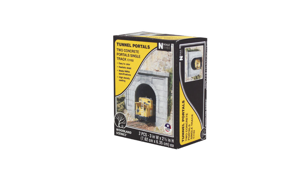 Woodland Scenics N Single Tunnel Portal, Concrete (2) - WOOC1152