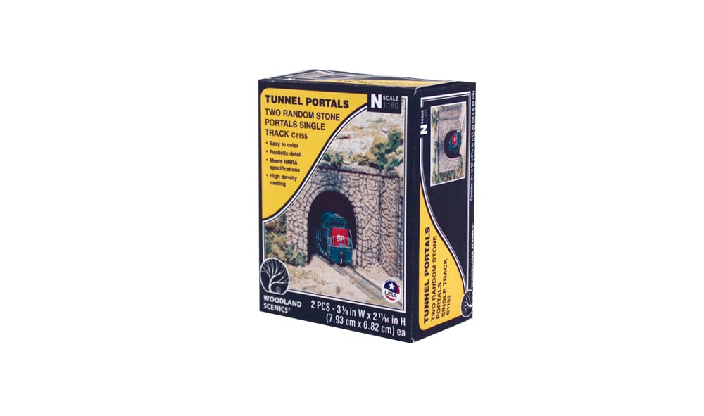 Woodland Scenics N Single Tunnel Portal, Random Stone (2) - WOOC1155