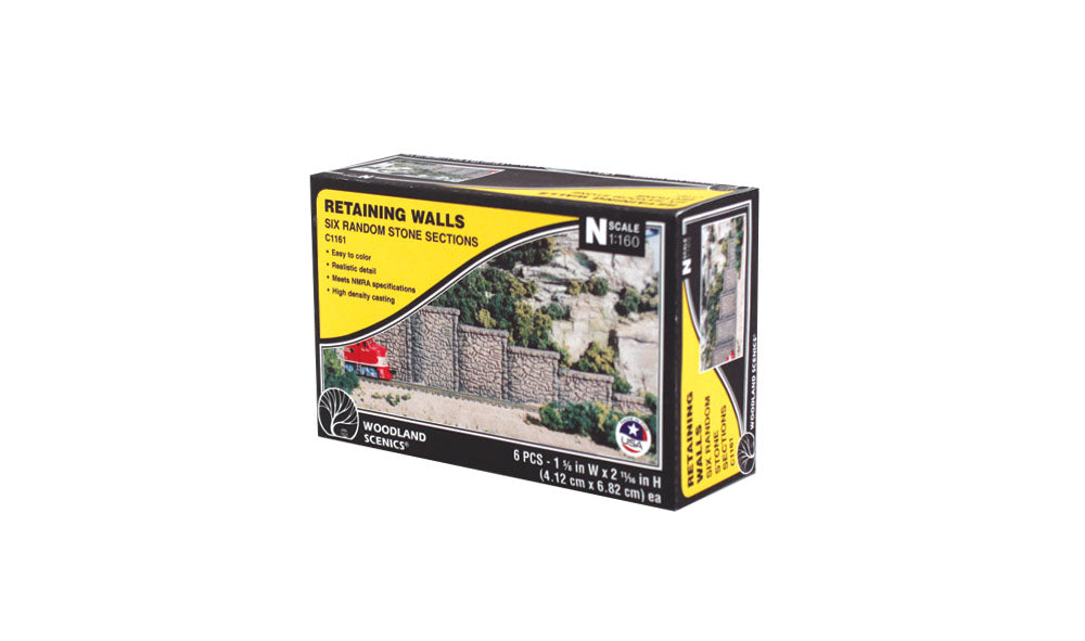 Woodland Scenics N Retaining Wall, Random Stone (6) - WOOC1161