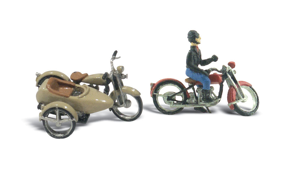 Woodland Scenics HO Motorcycles & Sidecar - WOOD228