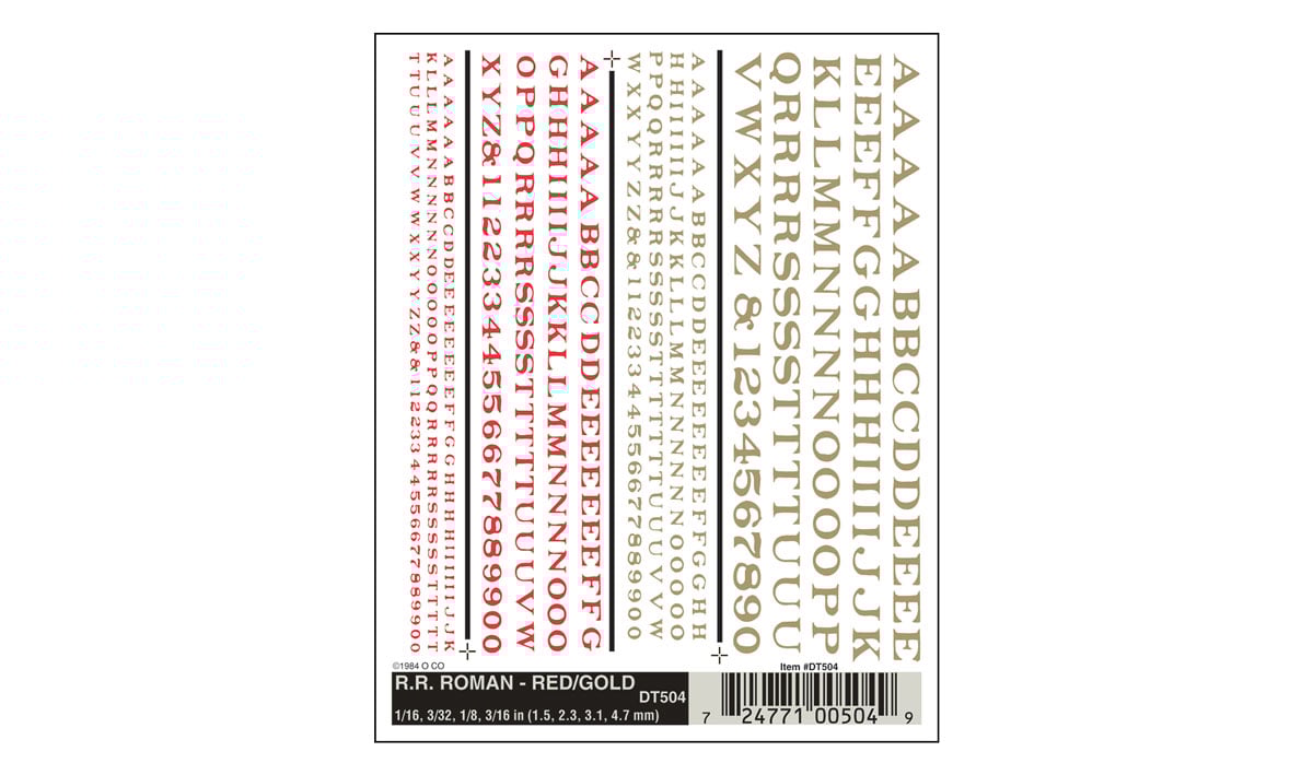 Woodland Scenics Railroad Roman Letters, Red/Yellow - WOODT504