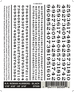 Woodland Scenics Railroad Roman Numbers, Black - WOODT509