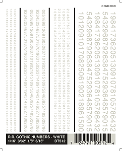 Woodland Scenics Railroad Gothic Numbers, White - WOODT512