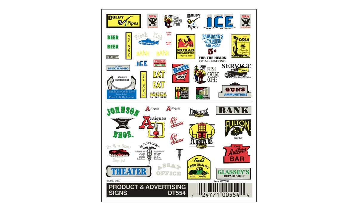 Woodland Scenics Dry Transfer, Product/Advertising Signs - WOODT554
