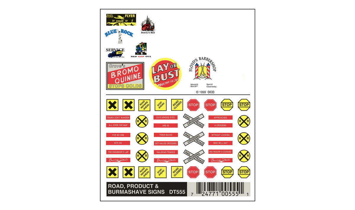 Woodland Scenics Dry Transfer, Road Product/Burmashave Signs - WOODT555