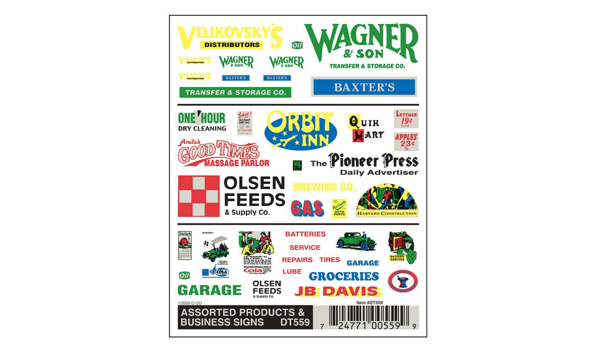 Woodland Scenics Dry Transfer, Business Signs - WOODT559