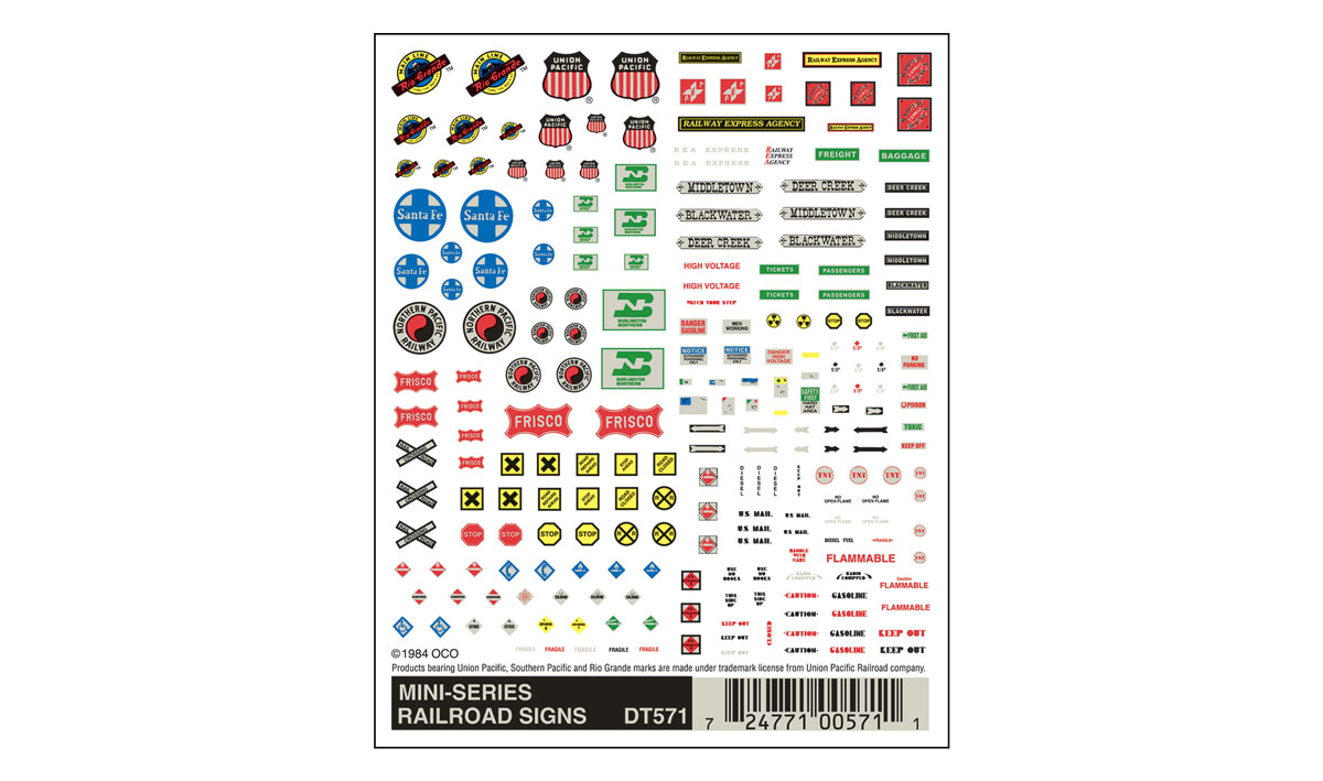 Woodland Scenics Dry Transfer, Mini Railroad Signs - WOODT571