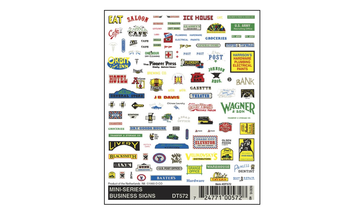 Woodland Scenics Dry Transfer, Mini Business Signs - WOODT572