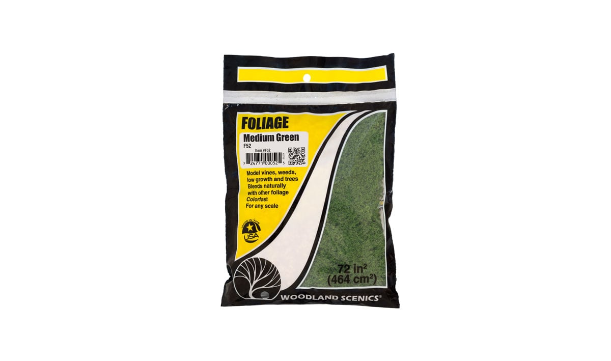 Woodland Scenics Foliage Bag, Medium Green/90.7 sq. in. - WOOF52