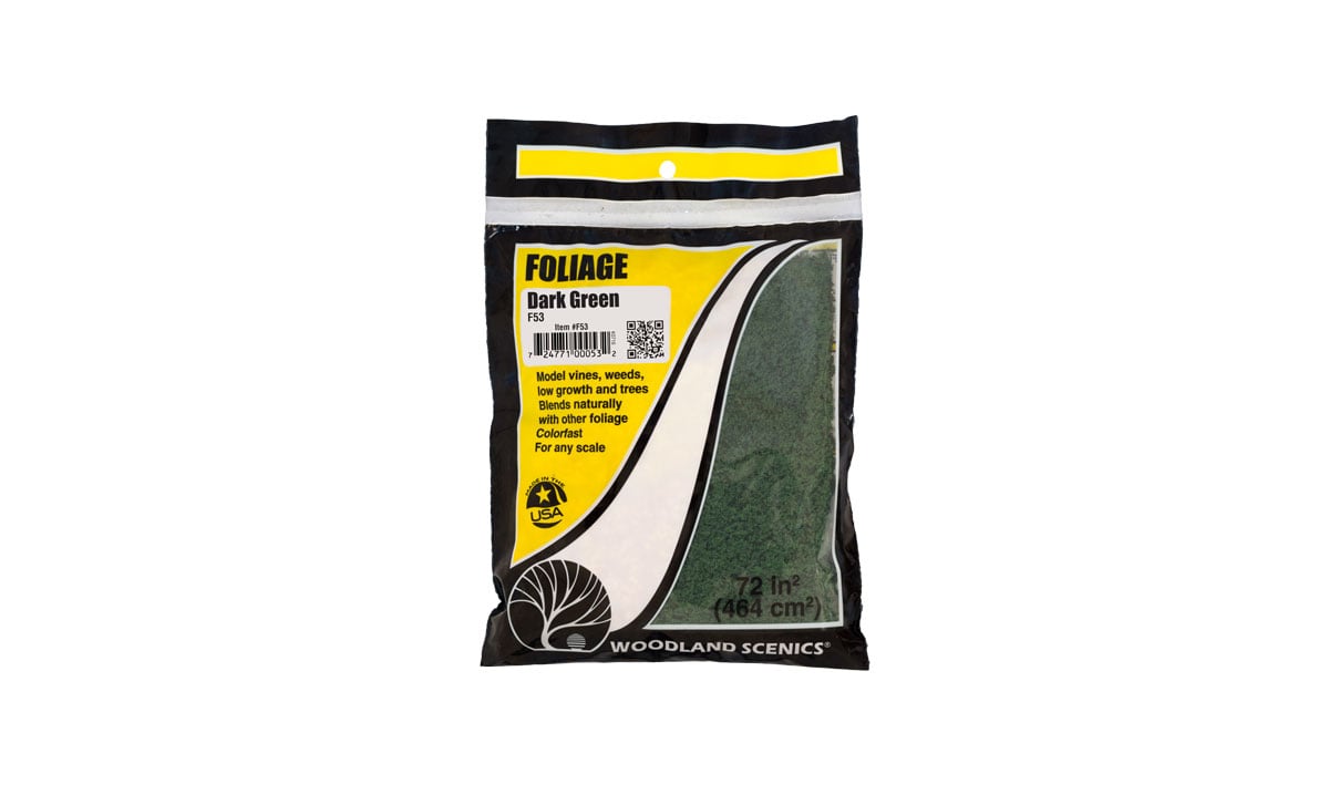 Woodland Scenics Foliage Bag, Dark Green/90.7 sq. in. - WOOF53