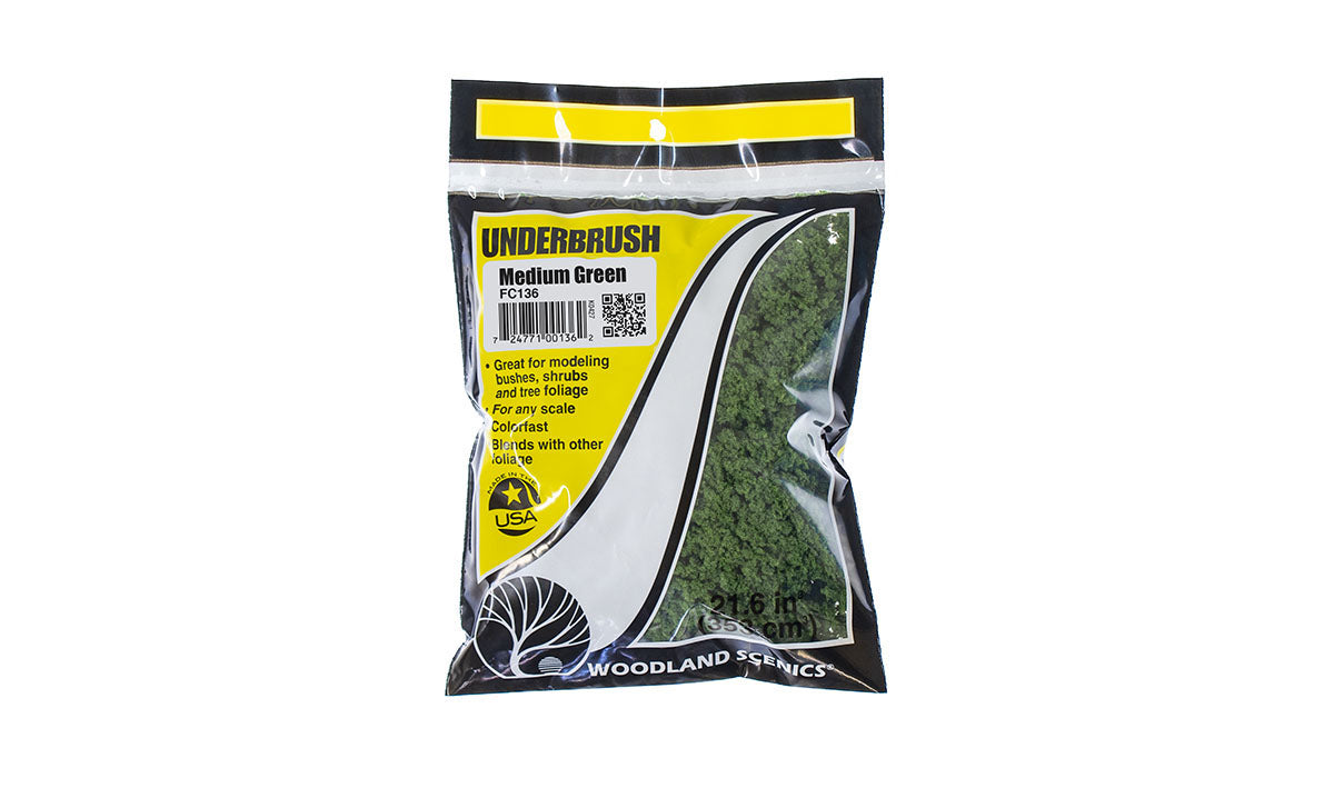 Woodland Scenics Underbrush Bag, Medium Green/18 cu. in. - WOOFC136