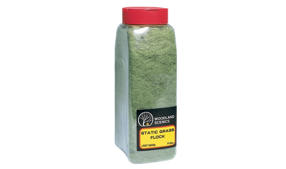 Woodland Scenics Static Grass Flock Shaker, Light Green/50 cu. in. - WOOFL634