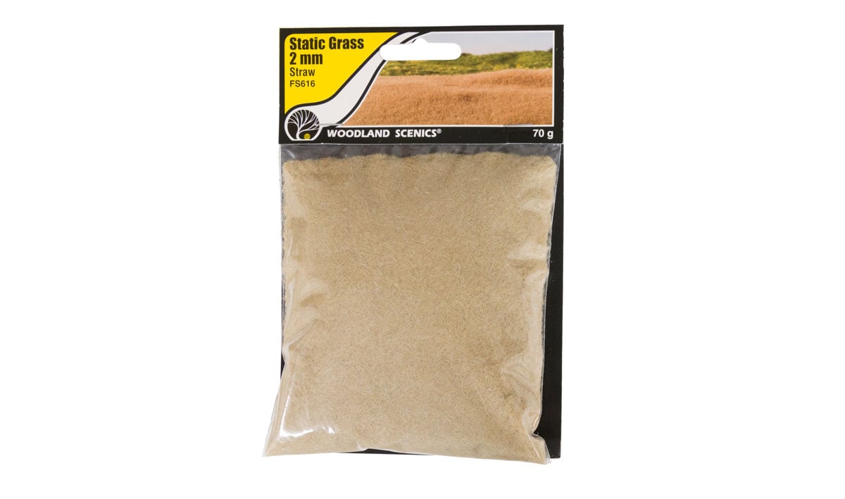 Woodland Scenics , Static Grass - Field System -- Straw 1/16" 2mm Fibers - WOOFS616