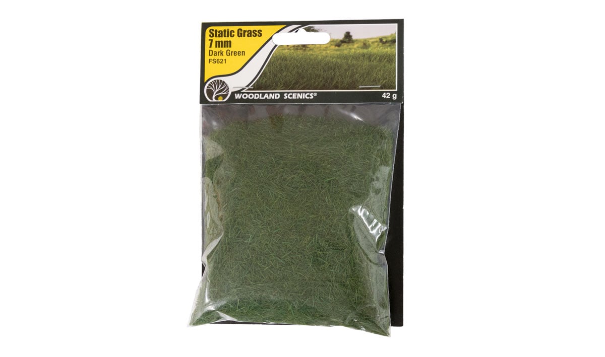 Woodland Scenics Static Grass, Dark Green 7mm - WOOFS621