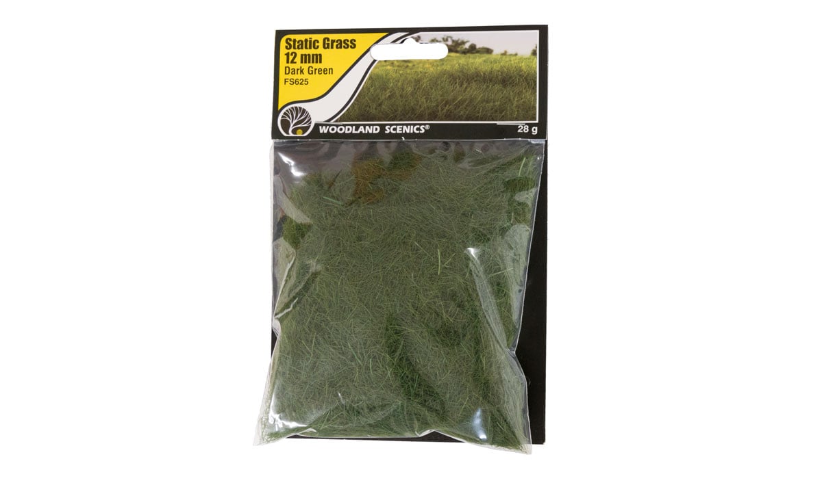 Woodland Scenics Static Grass, Dark Green 12mm - WOOFS625