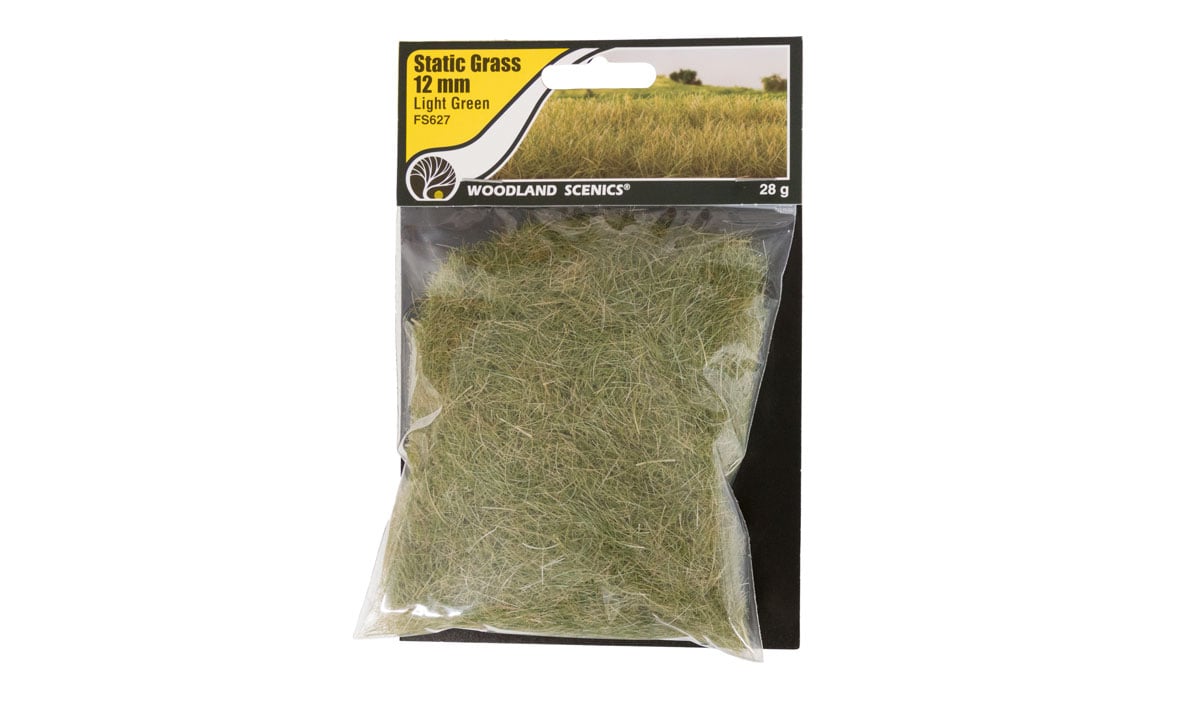 Woodland Scenics , Static Grass - Field System -- Light Green 1/2" 12mm Fibers - WOOFS627