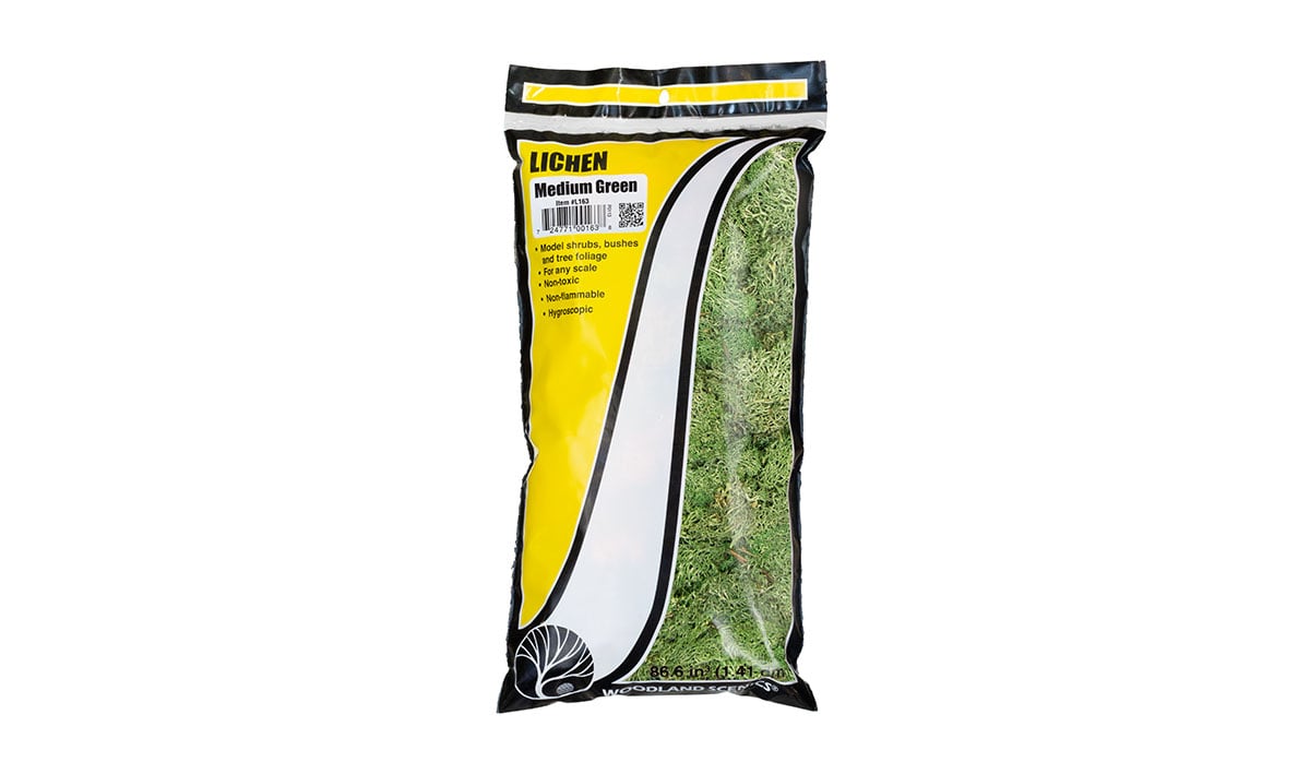 Woodland Scenics Lichen Bag, Medium Green/82 cu. in. - WOOL163