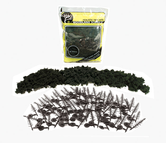 Woodland Scenics Realistic Trees Kits(TM) - Pines -- Conifer Green - 2-1/2 to 4" 6.4 to 10.2cm Tall pkg(42) - WOOTR1104
