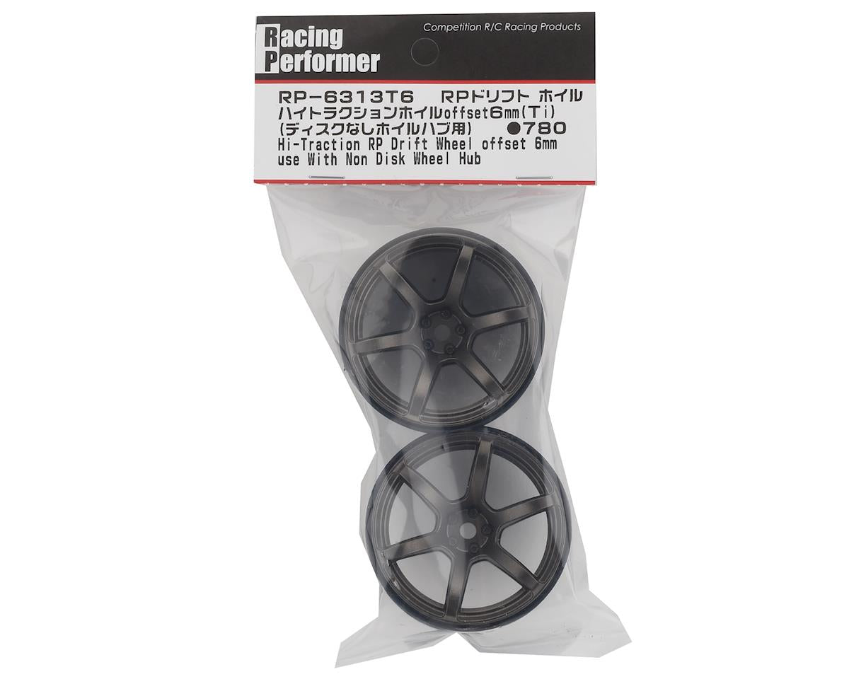 Yokomo 12mm Hex Racing Performer High Traction RWD Drift Wheels (Titanium) (2) (6mm Offset) - YOKRP6313T6A