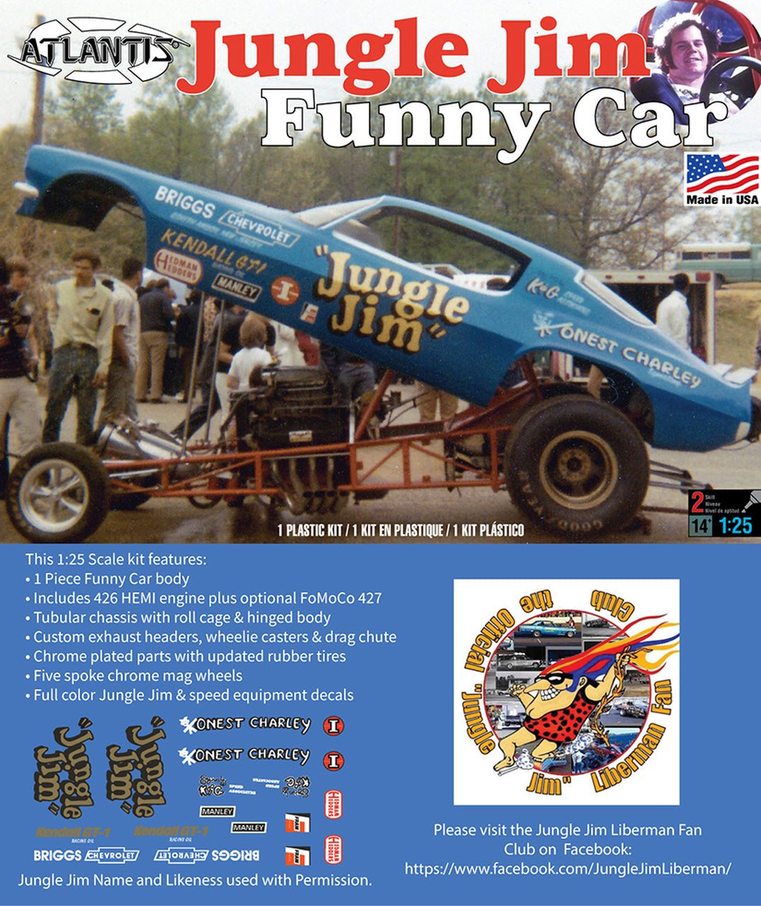 Atlantis Toy & Hobby 1971 Jungle Jim Camaro Funny Car 1:25 - AANH1440