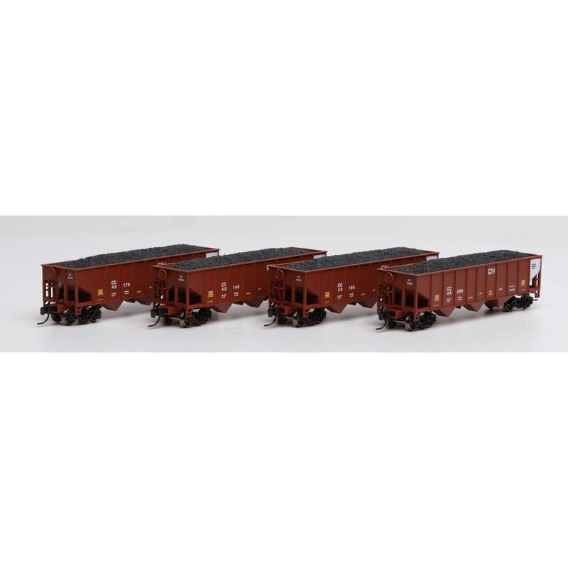 Athearn N 40' 3-Bay Ribbed Hopper w/Load, CN #1 (4) - ATH25577